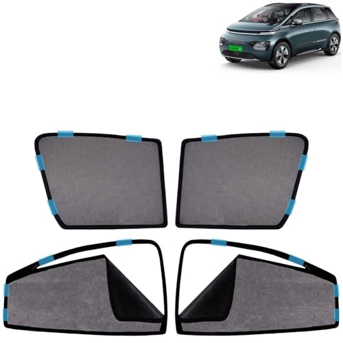 Image of KINGSWAY Car Sun Shade Curtains Only Compatible with Morris Garages (MG) Windsor EV (2024 Onwards) | Front Window in Half Cut and Rear in Zipper (Magnetic) | UV & Heat Protection | Pack of 4 Pcs