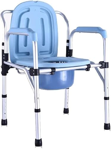 BHGFYXBS Folding Lightweight Commode Bedside Commodes Toilet Shower Chair,Height-Adjustable//Anti-Slip/With Armrests/Backrests And Toilet Bucket,Up To 150 Kg Commode Toilet Chair