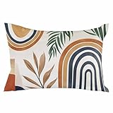 Boho Pillowcase 20x26 Inch - Standard Modern Abstract Geometric Orange Brown Blue Soft Brushed Microfiber Pillow Covers with Hidden Zipper Closure Bed Pillow Shams for Bedroom Sofa Car, 1pcs