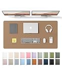 YSAGi Leather Desk Protector, Office Mat, Large Mouse Mat, Non-Slip PU Leather Blotter, Laptop Desk Pad, Waterproof Writing Pad for Office and Home (Khaki, 47.2