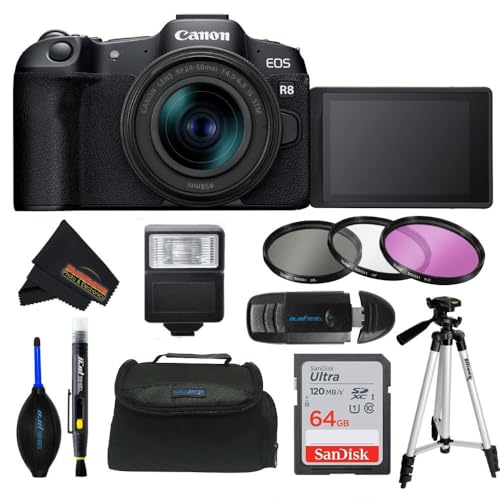 Image of Canon EOS R8 Full-Frame Mirrorless Camera (Body Only), RF Mount, 24.2 MP, 4K Video, DIGIC X Image Processor (Renewed) (Camera w /Lens Kit + Advanced Accessories Bundle)