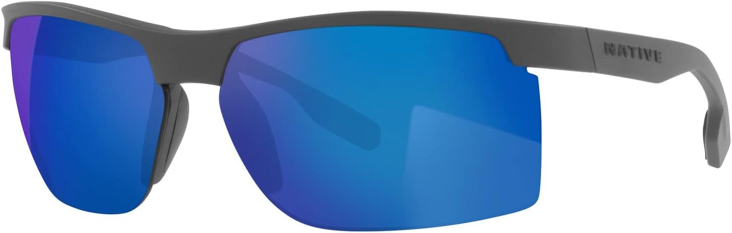 Native Eyewear Men's Ridge-Runner Rectangular Sunglasses, Polarized Blue Reflex, 68 mm image 2 of 7 B09TK2BJWG
