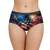 Belidome American Flag Panties for Women Patriotic 4th of July Briefs Butterfly Daisy Underwear Seamless Size 2XL