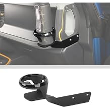 JWWY for Bronco Front Door Cup Holder Drink Holder on Drivers Right Side Beverage Rack for 2021-2026+ Ford Bronco Interior Accessories Alloy Black