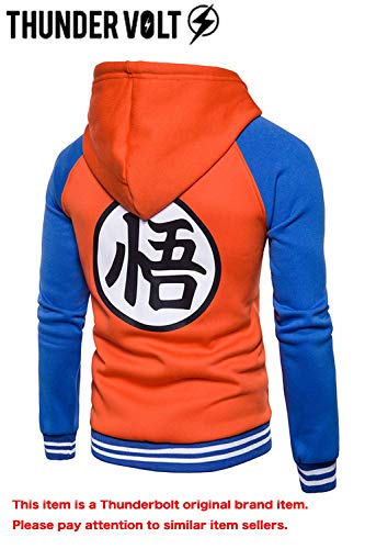 Thundervolt Zip Hoodies Sweatshirt Anime Costumes (Xxlarge, Orange/Blue) #TOP1