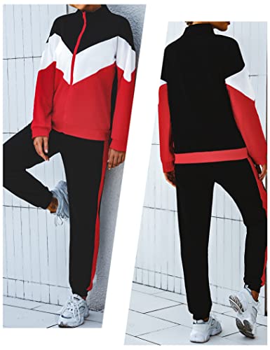 Marvmys Women's Tracksuit Set 2 Piece Sweatsuit Outfits Long Sleeve Zip Up Lounge Jogger Set with Pocket3