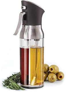 2-in-1 Drip Free Olive Oil Dispenser Bottle, Glass Salad Dressing Bottle, Vinegar Dispensing Cruets, Cooking Oil Condiment Containers and Easy Pouring Spout for Kitchen