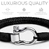 Elegatto Orion Premium Rope Bracelet for Men | Natural Cotton Finish and Sterling Silver Polished Stainless Steel Horseshoe Shackle Closure | Mens Designer Bracelets