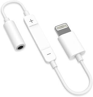 محول سماعة رأس KX 3692 لايتنينج إلى 3.5 ملم، كابل صوت دونجل معتمد من آبل مع ميزة التحكم في الصوت، متوافق مع آيفون 15/14/13/12/11/SE/X من كيندكس، أبيض
