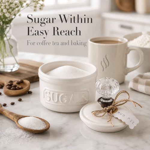 Mud Pie Door Knob Sugar Bowl, White 5.85H X 6.7L X 6.35W - Image 5