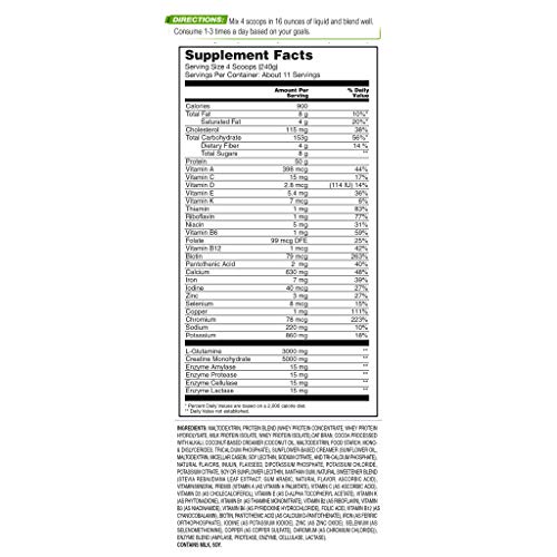 Performance Inspired Nutrition Smart Mass Gainer - Recover & Rebuild Muscles - Contains Added L-Glutamine – Big 50G Protein - Creatine - Fiber - Digestive Enzymes - Chocolate Milkshake - 6 Pounds #TOP6