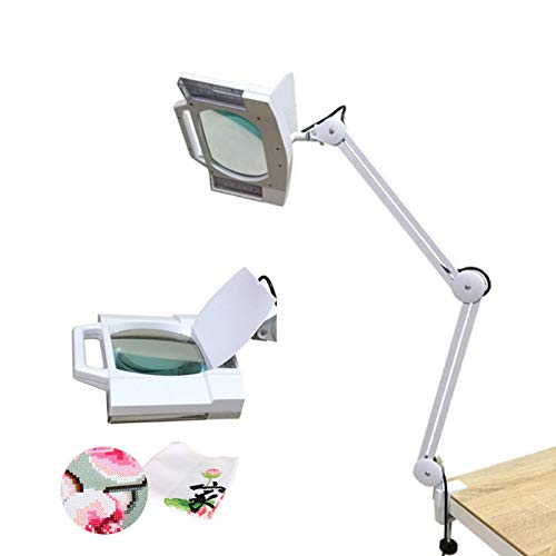 Ytimelyd Lámpara de Aumento LED con Abrazadera, Lente de luz de Vidrio con Lupa de luz Diurna 5X para Lectura, Manualidades, Pasatiempos, Trabajo cercano, Banco de Trabajo