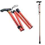 Foldable Alpenstocks, 33 Inch - 36.6 Inch Length Adjustable Aluminum Alloy Lightweight Walking Assistance Effort Saving for Mountaineering and Hiking (red)