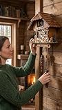 Cuckoo-Palace Reloj de Cuco alemán - Chalet romántico Valle De Los Molinos de la Selva Negra - con Animales Maravillosos con Movimiento de Cuarzo 26cm de Altura
