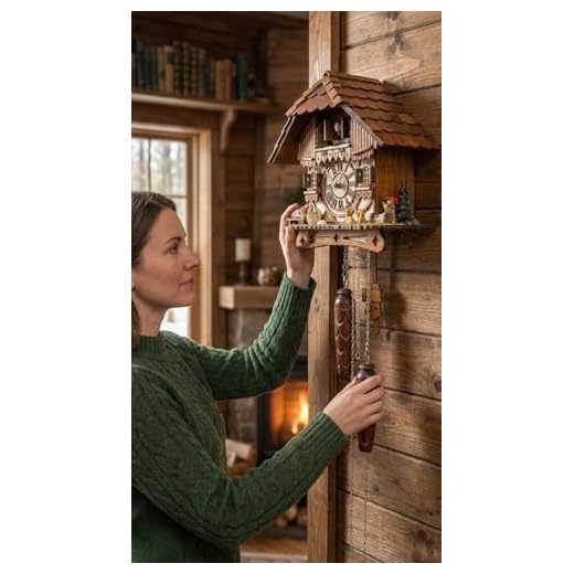 Cuckoo-Palace German Cuckoo Clock - Blackforest Hillside Chalet with Wonderful Animals with Quartz Movement - 10 1/4 inches Height