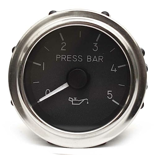 Faria Boat Oil Pressure Gauge GE0215A | 5 Bar Black Silver