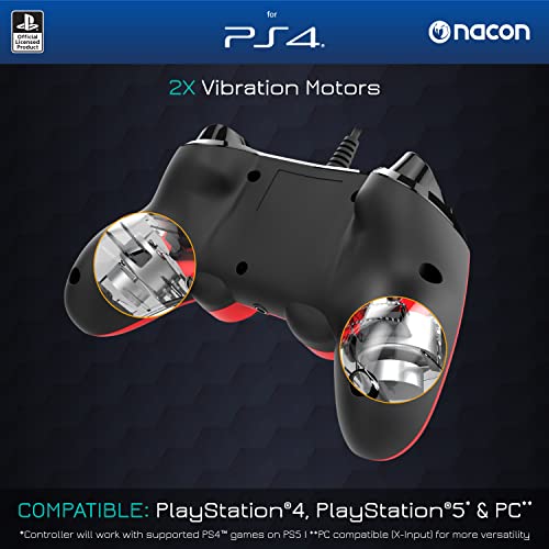 Nacon Controle compacto com fio, vermelho
