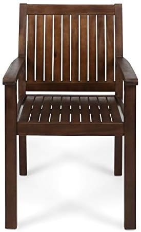 Miniatura 3 de Christopher Knight Home Kylan Sillas de comedor de madera de acacia para exteriores (juego de 2), acabado marrón oscuro