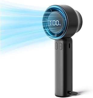 【aiji】携帯扇風機 ハンディファン 卓上扇風機 手持ち扇風機 超高速大風量 無段階調節 液晶画面 残量表示USB充電式 長時間稼働 軽量 小型 ミニ扇風機 熱中症対策 暑さ対策 せんぷうき (ブラック)