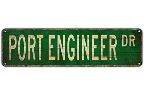 16x4 inch Tin Sign Port Engineer DR Harbour Workplace Home Decor