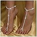 1Pair Summer Beach Rhinestone Toe Ring Anklet Foot Chain Bridal Wedding Crystal Barefoot Anklet Sandal High Heels Accessories Bikini Leg Chain for Women (Silver)