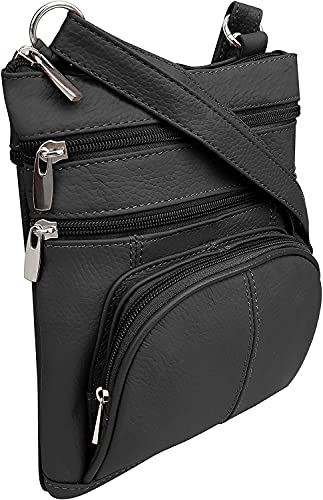 Roma Leathers Genuine X-Large Crossbody Purse, Multi-Pocket, Adjustable Strap, XL2