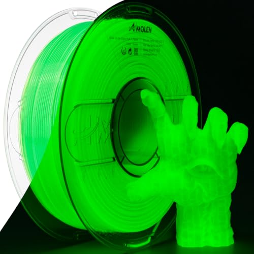 Image of AMOLEN 3D PLA Printer Filament, 1.75mm Glow in The Dark Green PLA Filament for 3D Printing, Best with UV Lamps, 1kg Spool (2.2lbs), Dimensional Accuracy + /- 0.02 mm, Fit Most FDM 3D Printers