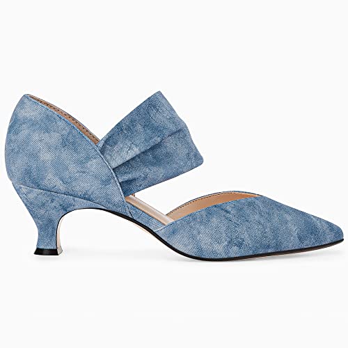 Image of Coutgo Womens Low Kitten Heel Dress Shoes Pointed Toe Slip on Ankle Strap Cutout Elegant Party Wedding Pumps