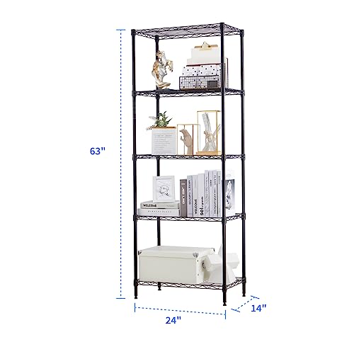 Mzg Steel Heavy Duty 5-Tier Utility Shelving Unit Steel Organizer Wire Rack For Home,Kitchen,Office (24-In W X 14-In D X 63-In H) #TOP2