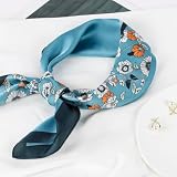 AOOSU Elegancka satynowa bandana damska, 100% czysty jedwab morwowy, opakowanie na prezent, bandany dla kobiet, duży nadruk graficzny, jedwabna chustka, 68 x 68 cm, chustka do włosów, chustka na szyję