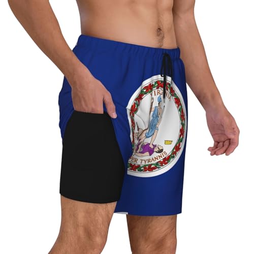 Flag of Virginia Breathable Fit Trends Men's Swim Trunks Board Short with Waist Elastic Band Swimming Trunks3