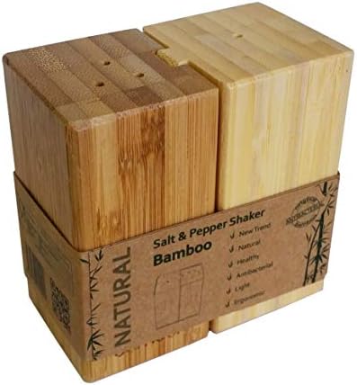 Natural Bamboo Wood Salt and Pepper Shakers