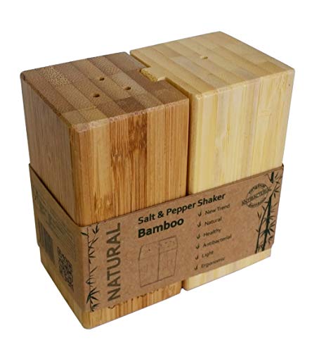 Lot de sel et poivre Bois de bambou naturel, antibactérien