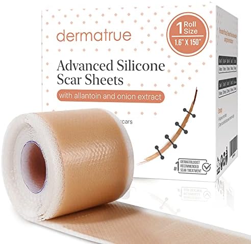 Advanced Silicone Scar Sheets with Allantoin and Onion Extract - 150" x 1.6" Extra Long Scar Tape For Removal of Keloid, C Section, Post Surgery, Burns, Tummy Tuck - Scar Patches, Strips - Reusable