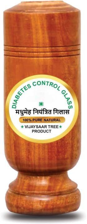 Image of Wooden Vijaysar Tumbler Glass Brown | Vijaysar Wood Glass Ayurvedic Herbal Wood Glass Tumbler | Control Diabetes and Sugar (Pack of 1)