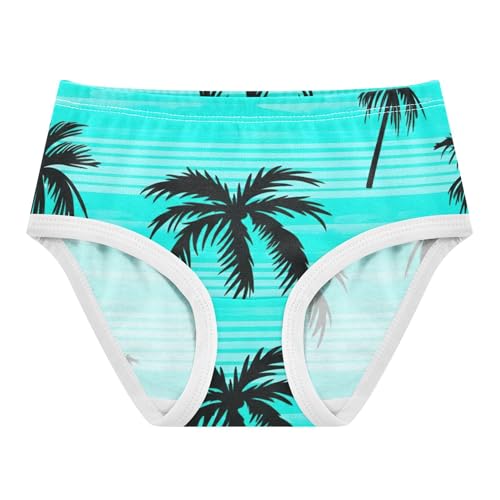 Toddlers Underwear Floral 2t Cotton Little Girl Panties Bright Briefs Kids Undies Palm Trees Turquoise