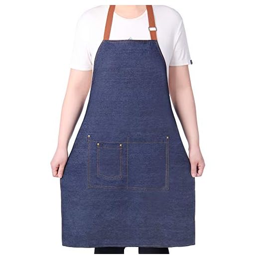 Aprons for Men, Denim Cooking Kitchen Aprons, Adjustable Bib Aprons with multiple pockets for Men and Women