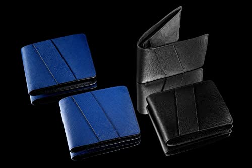 DEABREU ITALY - Diagonal Line Classic Bifold Wallet - Luxury Wallet For Men - Genuine Italian Leather - Slim Designer Wallet - 8 Card Holder - Billfold & Coin Pocket - 3.9” x 3.1” - Black3
