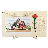 Best Mother Photo Frame Wooden Plaque Decor with 3D Flower for Mother's Day Gift for Mom Fit for Any