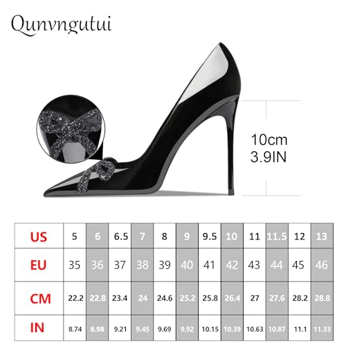Women's Pointed Butterfly Decoration Shallow Mouth 3.9in Stiletto Sequin Big Size Pumps Banquet Party Work Shoes3