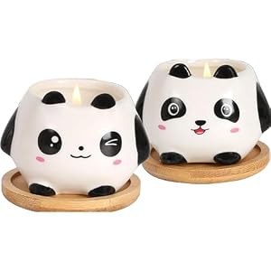 2 Stücke Panda Kerzenhalt Set mit Bambustablett, Geschenke für Mütter Geburtstag, Dekorativer Kerzenhalter, für Die Dekoration.