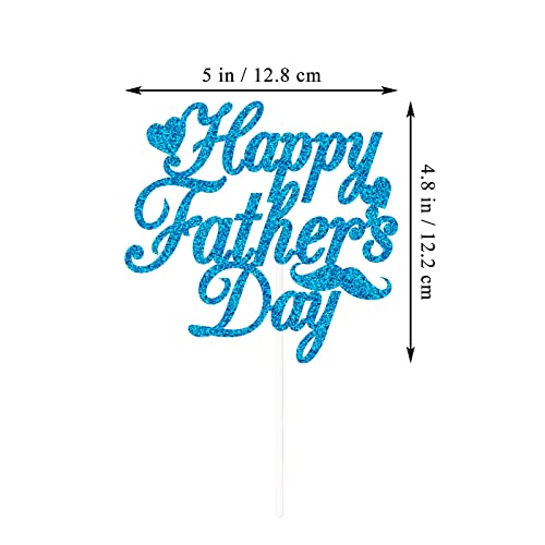 12Pcs Light Blue Glitter Happy Father's Day Cake Toppers Food Picks Cake Decoration For Father's Day Day Dad's Birthday Party Suppliers #TOP1