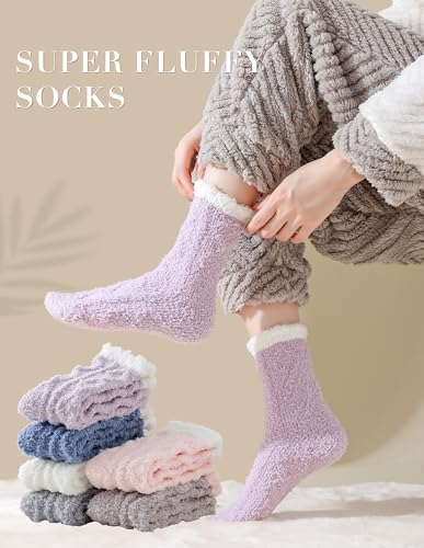 TEHOOK Warm & Cozy Gifts for Women, Fluffy Fuzzy Sock, Plush Sleeping Slipper Socks-Soft Warm Fabric - Image 3