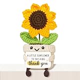 Glydein Thank You Gifts for Women Men, Handmade Positive Sunflower Crochet Decor, Cute Thank You Gift with Warm Card for Friend Family, Appreciation Gifts for Teacher Boss Coworkers Doctor Nurse