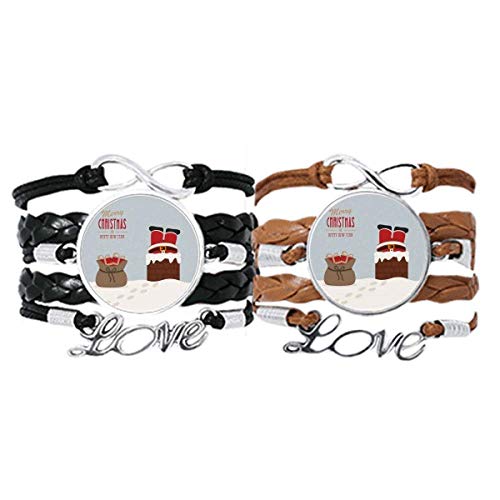 Pulsera de cuero para parejas un lazo de amor para Navidad y Año Nuevo