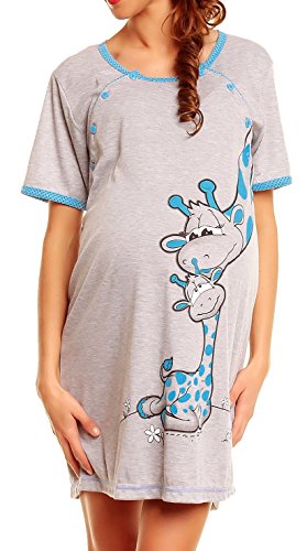 Happy Mama. Camisón premamá de Embarazo y Lactancia. Cartoon Estampado. 366p (Turquesa, 38, S) Cover