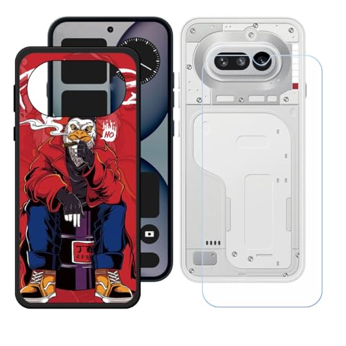 LCEHTOGYE �K�p Nothing Phone 4A +�����K���X�X�N���[���v���e�N�^�[�p�P�[�X�A�K�p Nothing Phone 4A (6,78")�ƌ݊����̂���u���b�N�\�t�gTPU�V���R���Q���P�[�X�ی�J�o�[ WZ14