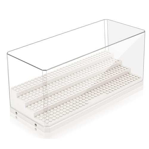 Zoelele Vitrina de Minifiguras, Caja de Exhibición Media de Acrílico Apilable de 4 Capas para Muñecas, Vitrina a Prueba de Polvo para Juguete, no Requiere Ensamblaje (Blanco)