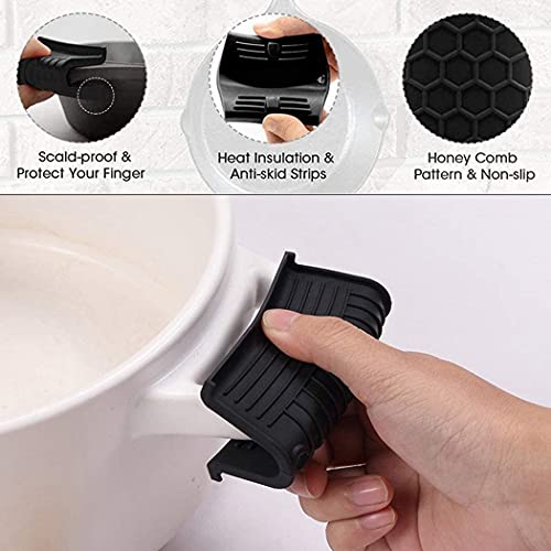 Silicone Hot Handle Holders Cover 4 Pack Cast Iron Skillet Handle Cover Pot Handle Holder Sleeve Non-Slip Heat Resistant Removable Potholder For Metal ​Frying Pans Aluminum Cookware Handles (Black) #TOP4