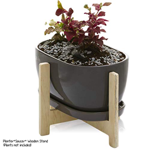 KOZitas Grey 8.5 inch Oval Modern Minimalist Ceramic Succulent Plant Pots Indoor
